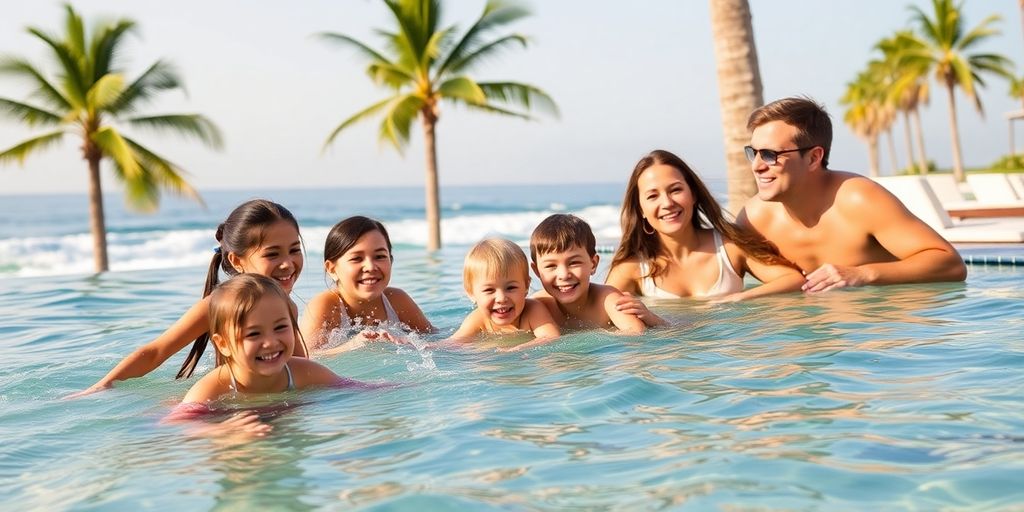 Family enjoying fun at Villa del Palmar Cabo.