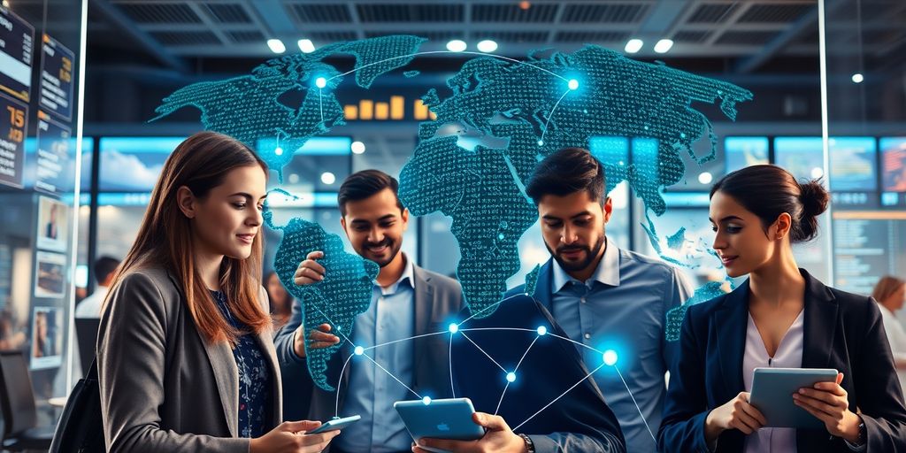 Collaborazione tra professionisti nel settore finanziario globale.