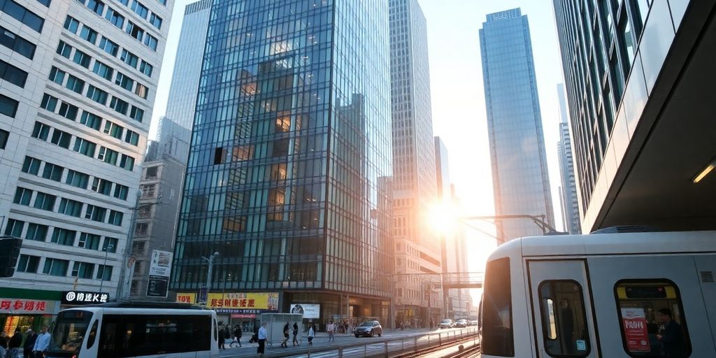 Modern Tokyo cityscape with efficient public transport.