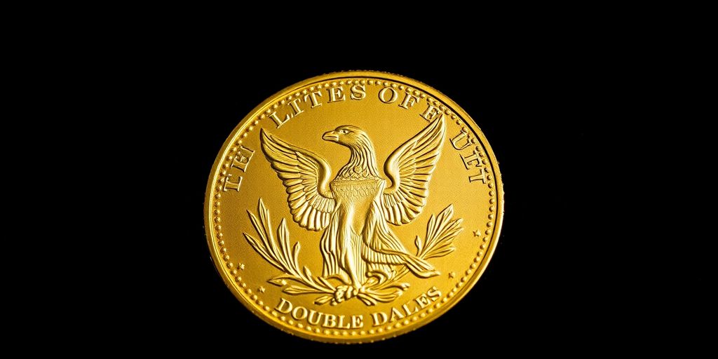 Pièce d'or Double Eagle Saint-Gaudens sur fond sombre.