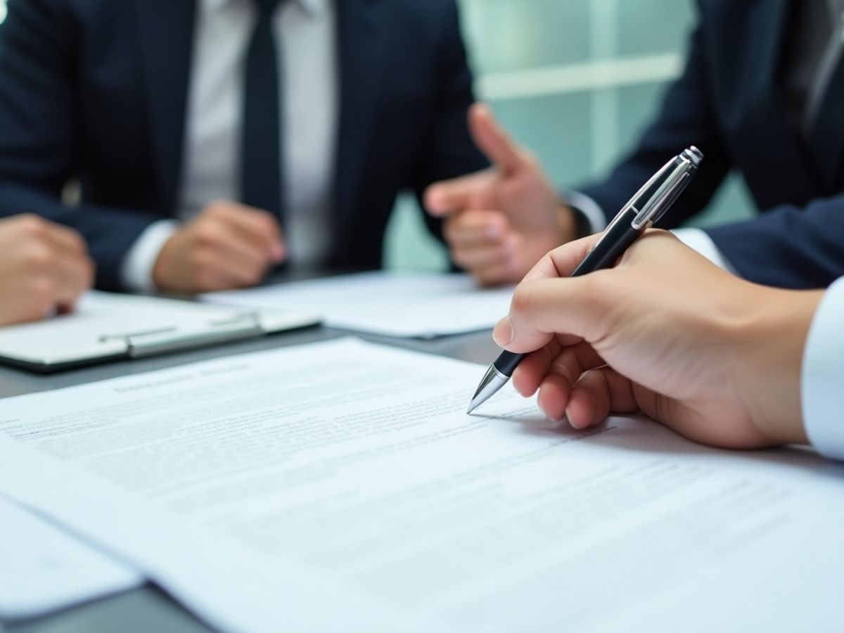 O întâlnire de afaceri cu discuții despre un contract.