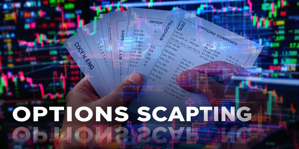 Trader's hands with options contracts in a busy market.