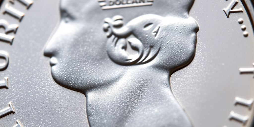 Close-up of a silver dollar error