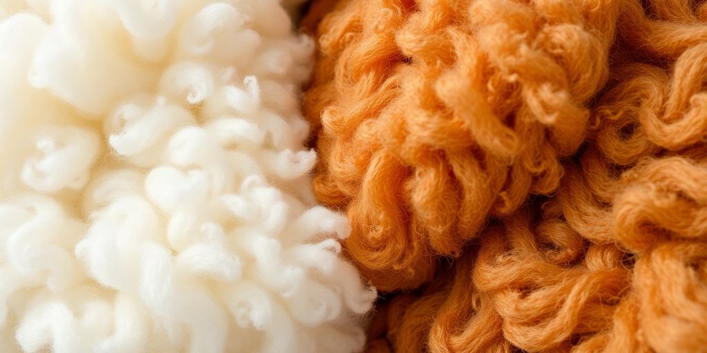 Soft alpaca next to fluffy merino wool.