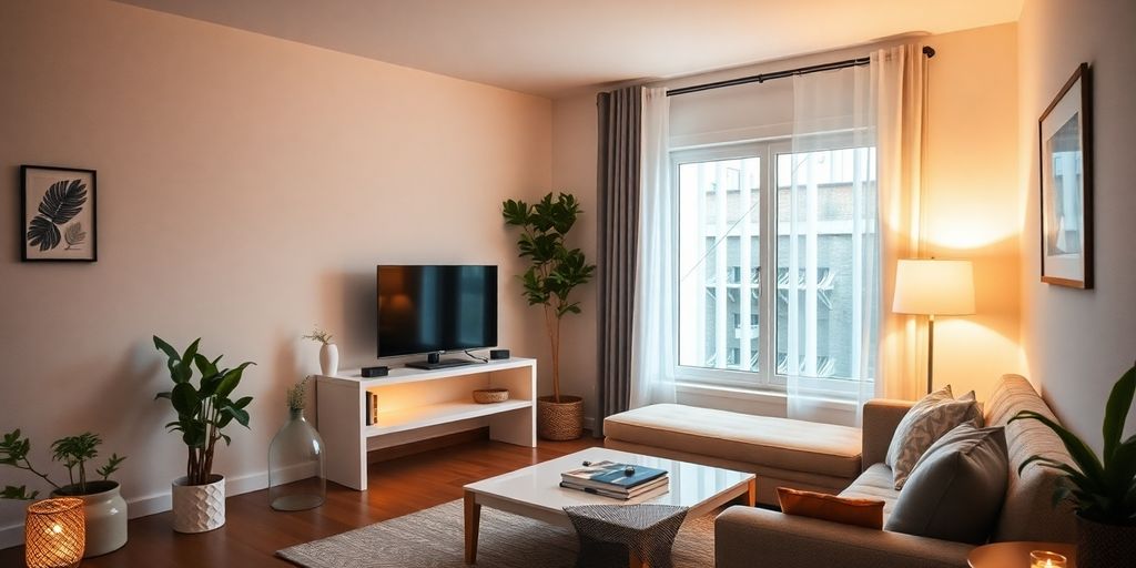 Intérieur d'un Airbnb moderne et accueillant.