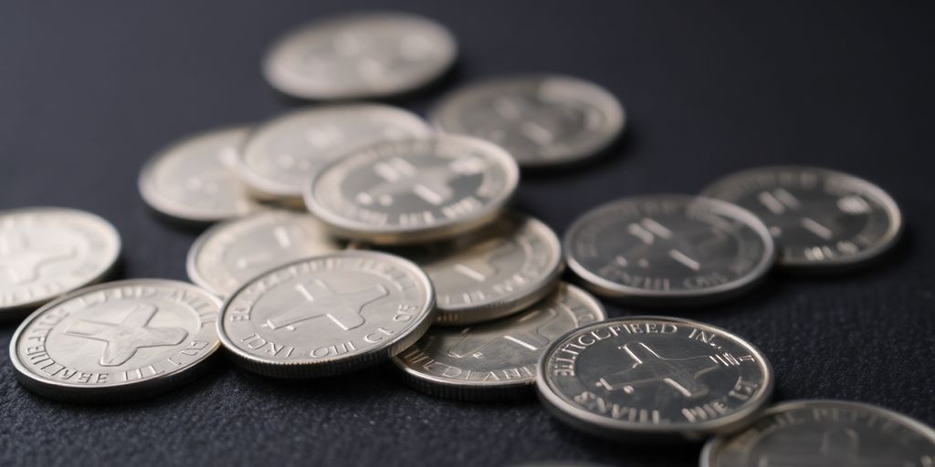 Pièces d'argent sur fond sombre.