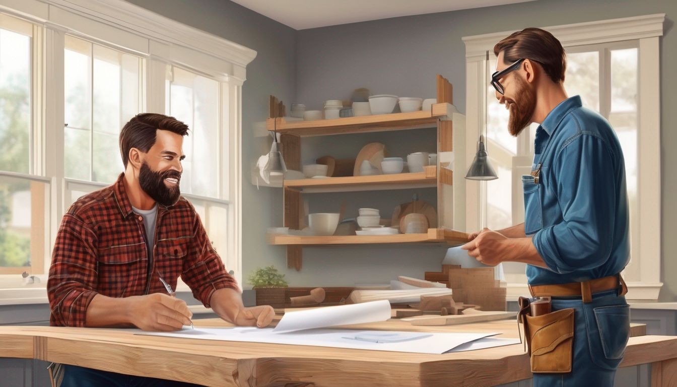 carpenter discussing home project with client