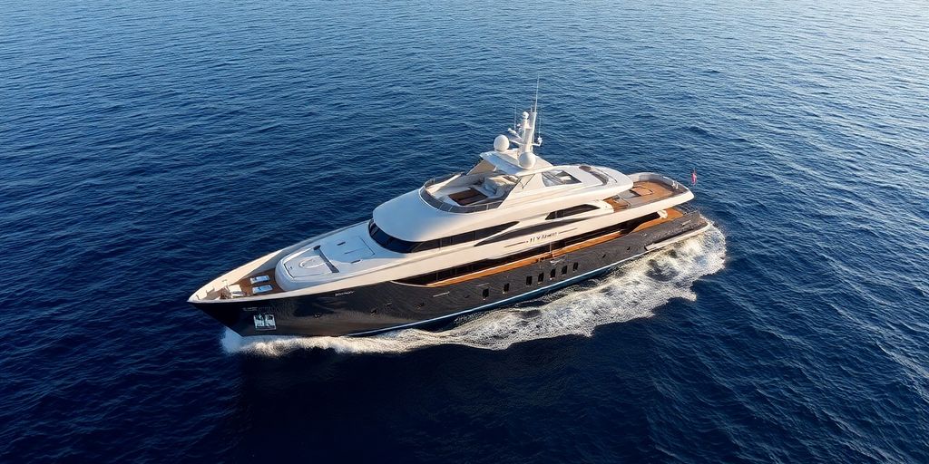 My Seanna luxury yacht sailing on blue ocean.