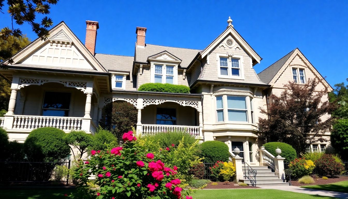 Restored historic home with classic architecture and garden.