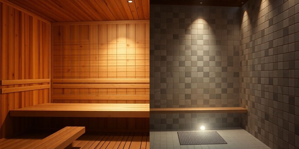 Sauna and steam room side-by-side