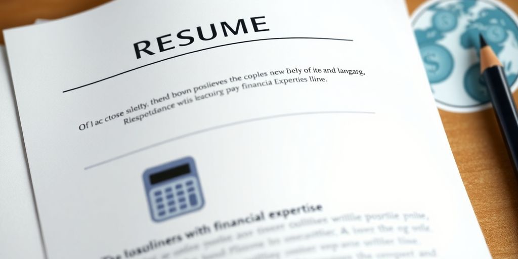 Professional resume with a financial planning theme.