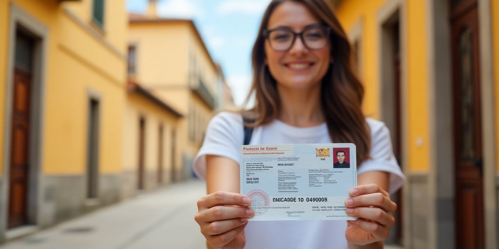 Person med NIE-nummer utanför en spansk myndighet