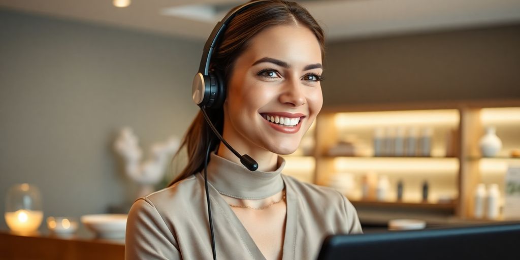 AI voice assistant interacting with a spa client.