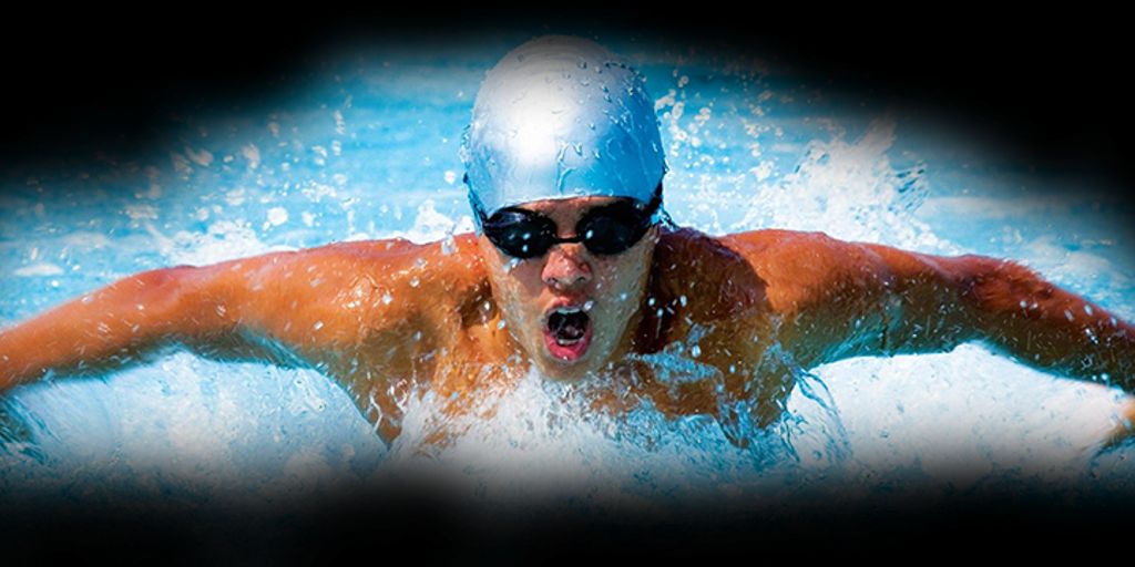 swimmer eating healthy food