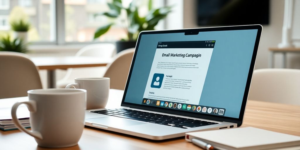 Écran d'ordinateur avec campagne d'emailing efficace.