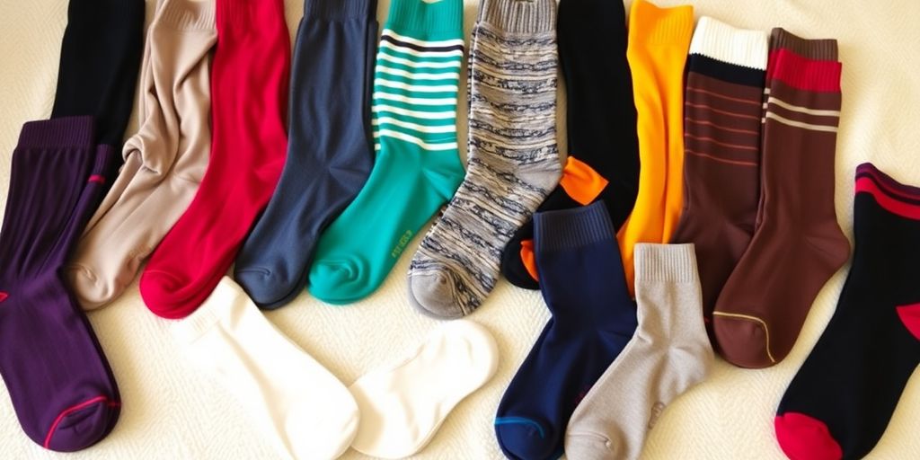 Colorful plus size diabetic socks on a soft surface.