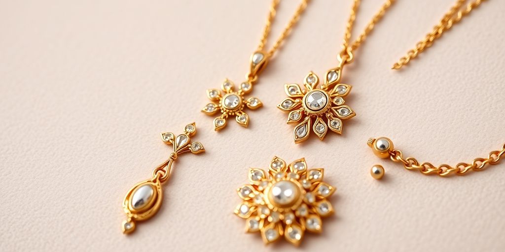 Bijoux en or sur un fond neutre et élégant.