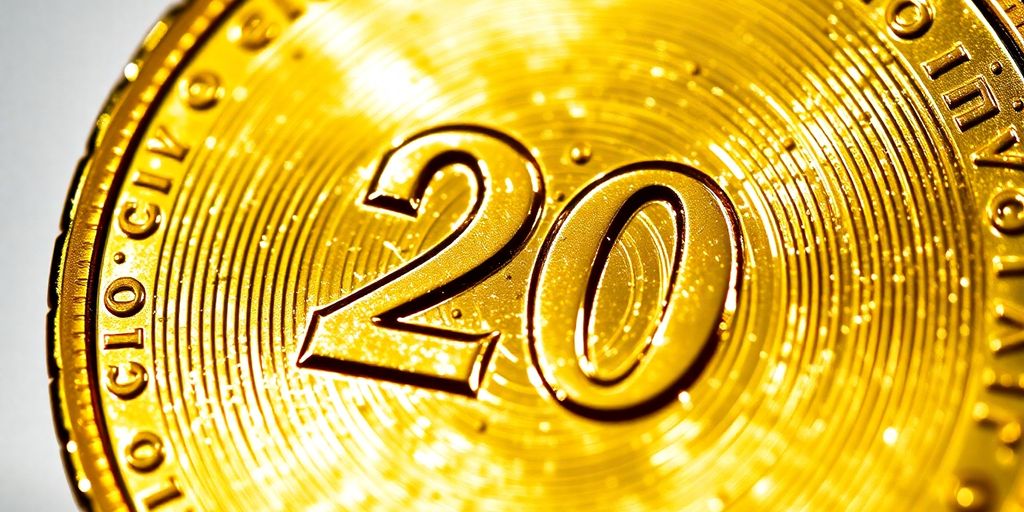 Une pièce de vingt dollars en or.