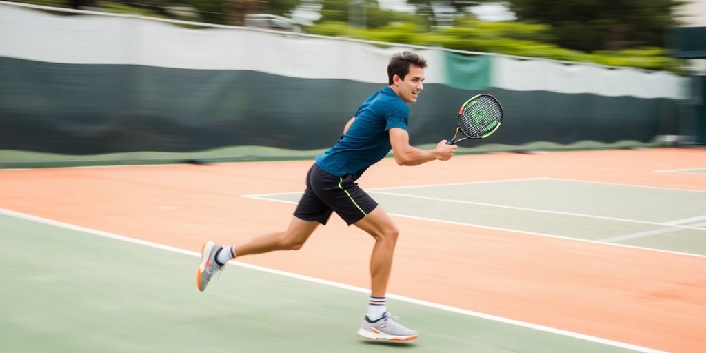 Giocatore di padel in movimento rapido sul campo.