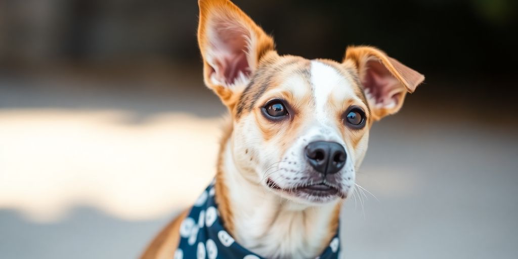 A cute dog named Beatrix with a stylish bandana.
