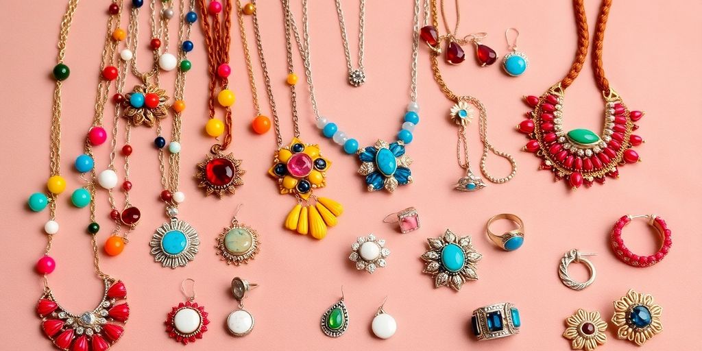 Collection de bijoux fantaisie sur un fond en velours.
