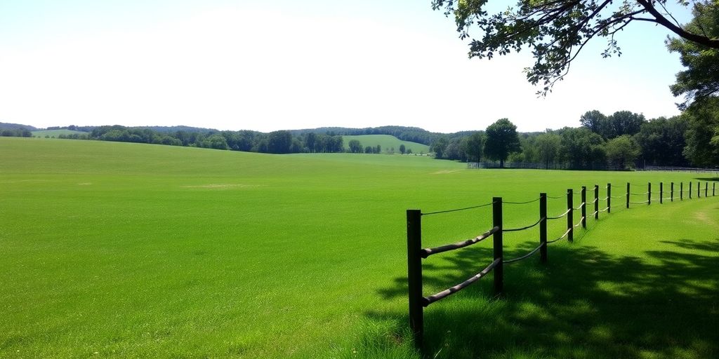Arkansas landscape with property boundary markers.
