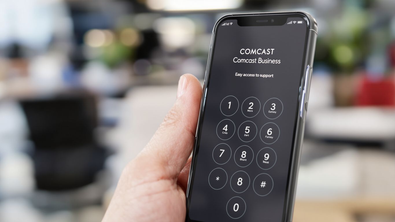 Smartphone with Comcast Business support contact