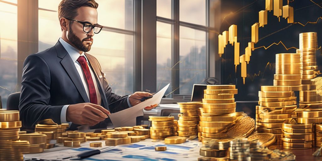 financial analyst using technical analysis tools to predict gold price fluctuations
