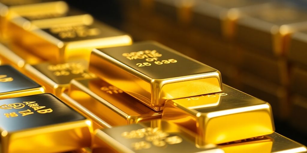Lingots d'or dans un coffre-fort.