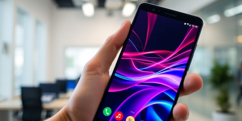 Android phone displaying stock market data.