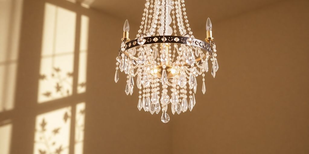 Elegant crystal chandelier illuminating a stylish room.