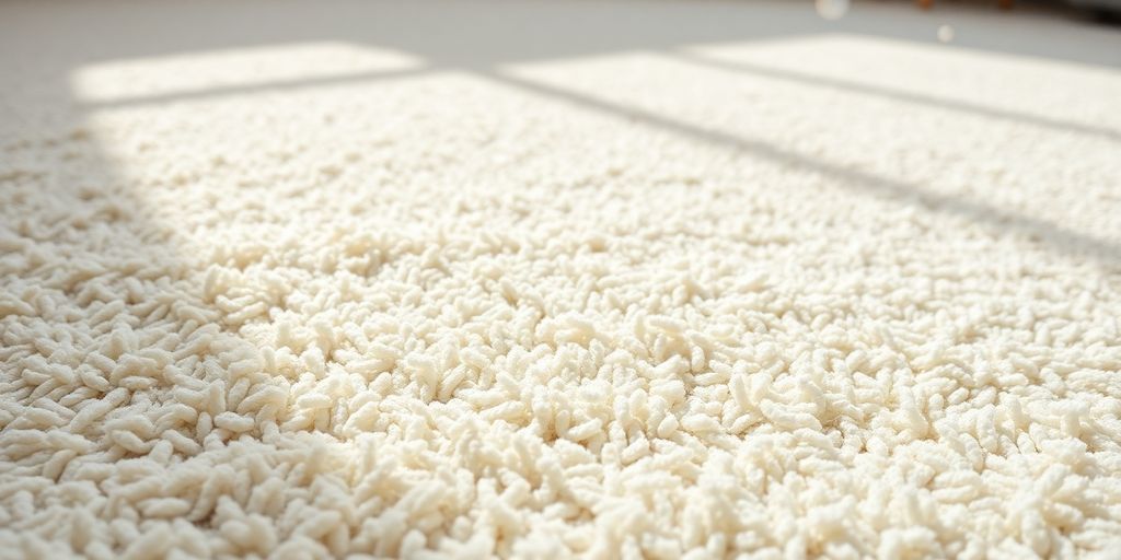 Sparkling clean carpet with sunlight streaming through a window.
