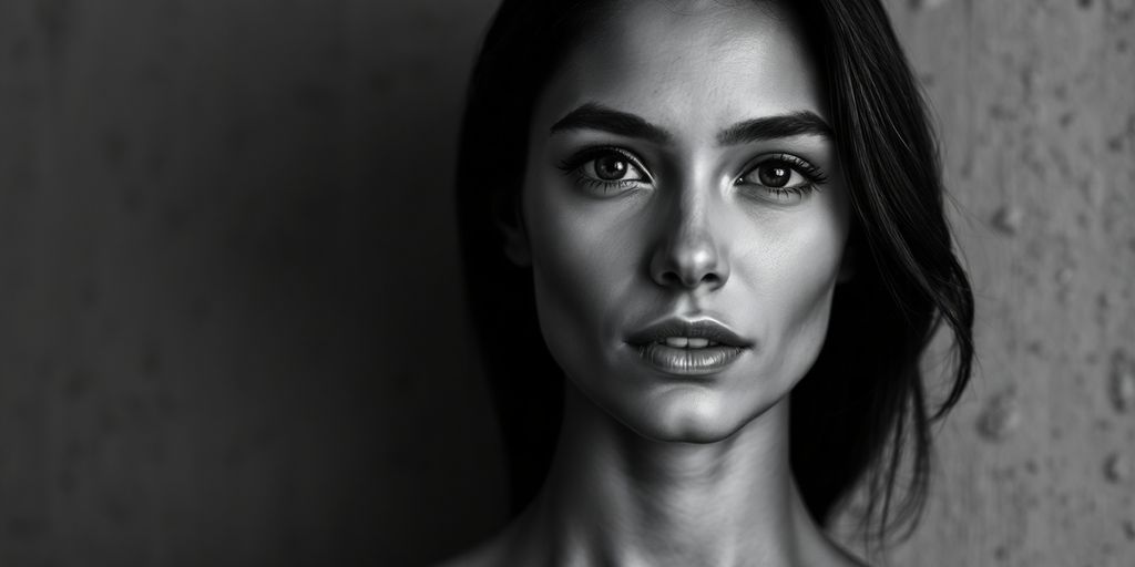 Black and white headshot with textured backdrop.
