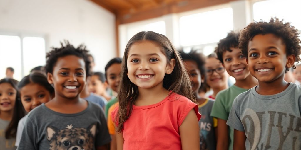 Young girl smiling confidently, embracing positive affirmations.