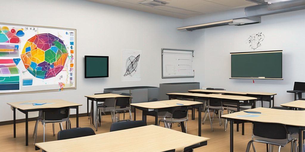e-learning design thinking classroom with digital tools and creative graphics