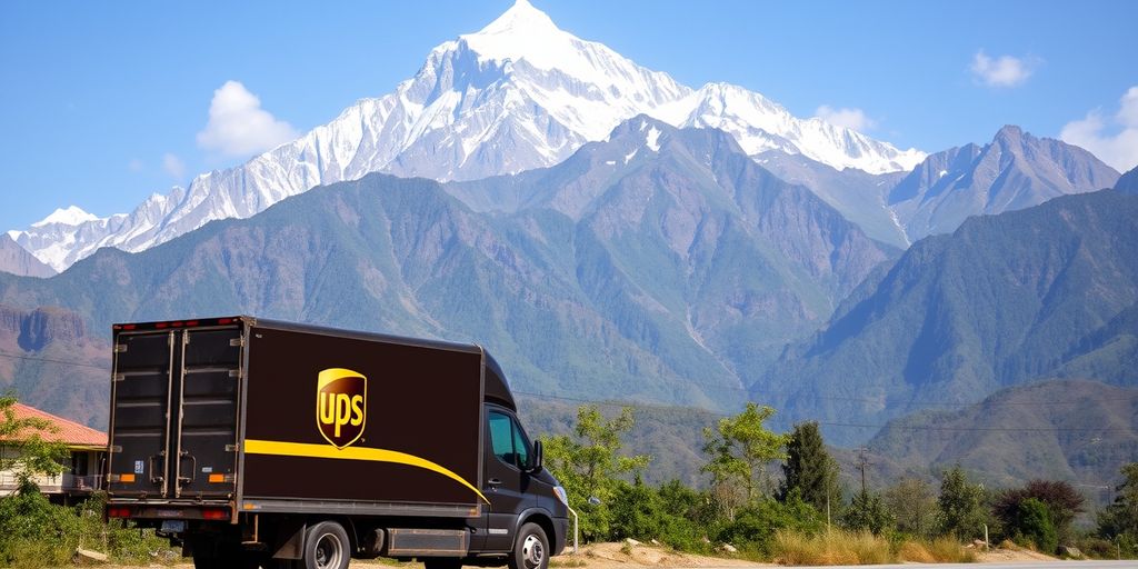 UPS cargo truck in Nepal mountains