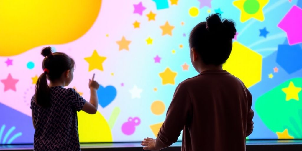 Brightly colored learning game interface.