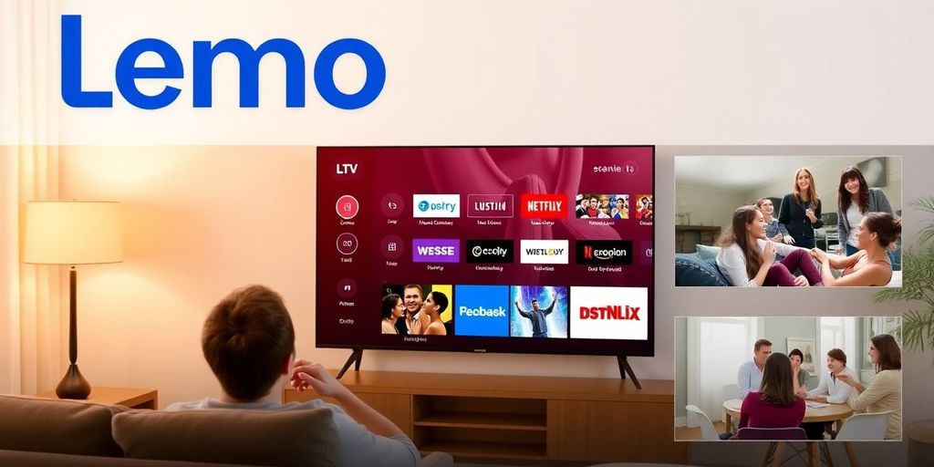 User enjoying streaming on a modern television with Lemo TV.