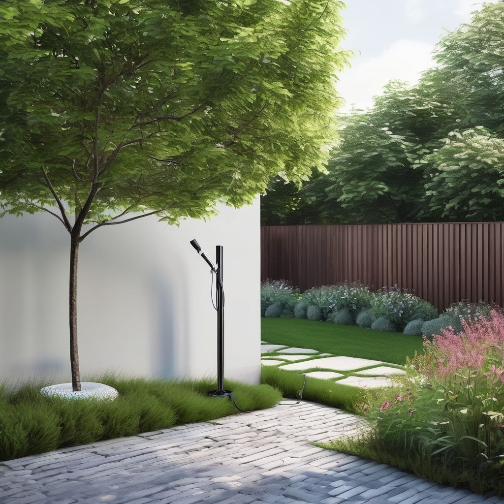 smart watering system in a modern garden