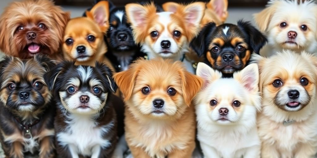 Collection of small, short-haired dogs looking happy.
