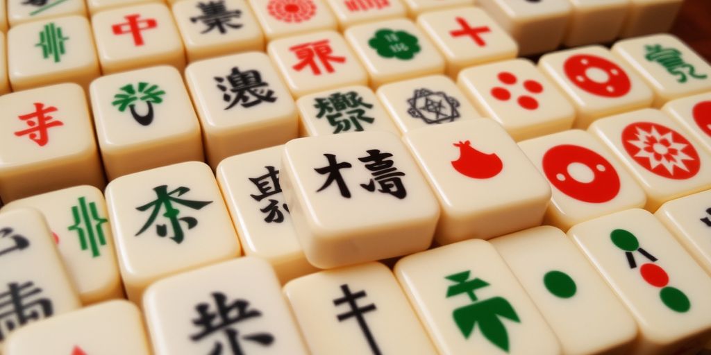 Mahjong tiles with Jokers close-up