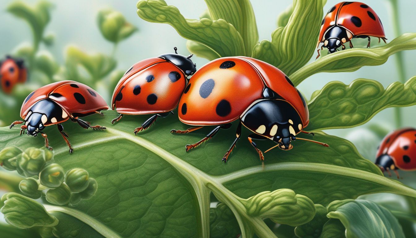 ladybugs on plants in a garden