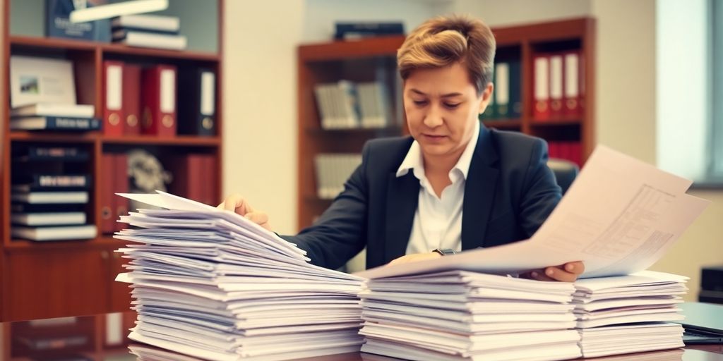 Person reviewing legal documents, illustrative image.