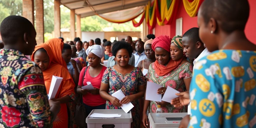 Station de vote lors du référendum constitutionnel au Gabon.