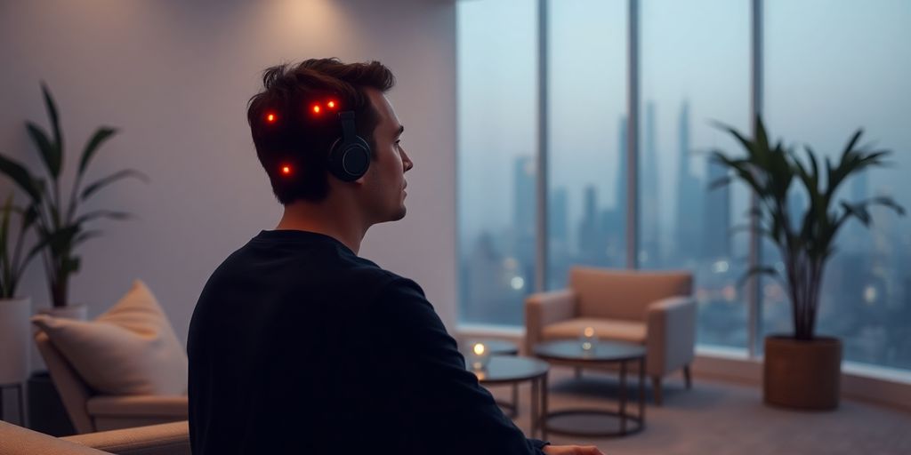 Person in Dubai undergoing a neurofeedback session.