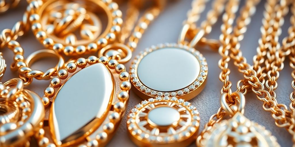 Bijoux en or brillant sur un fond flou.