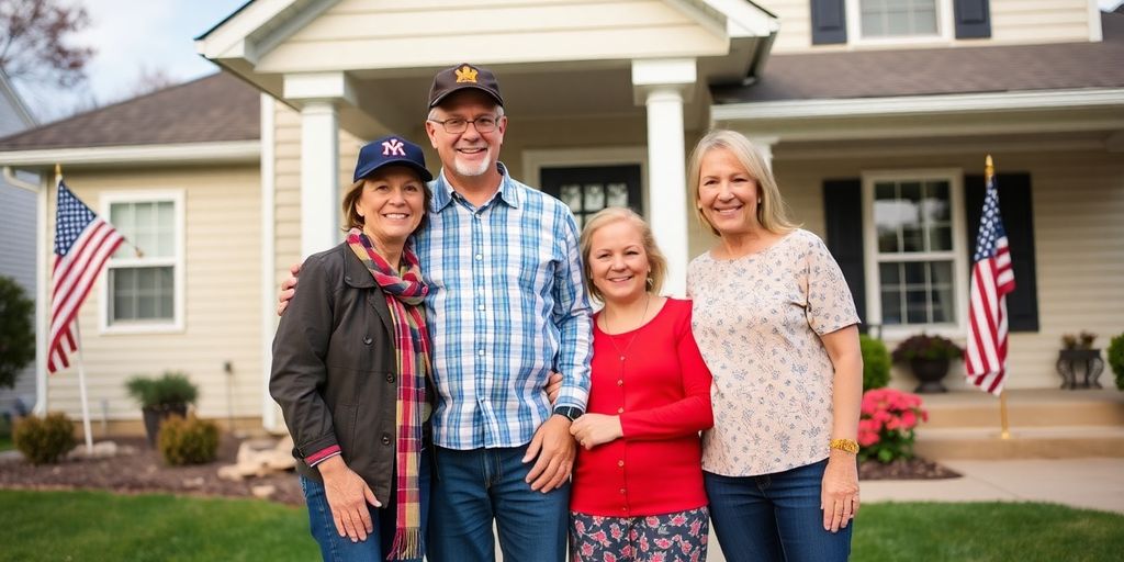 Kentucky veteran family in front of their new home.