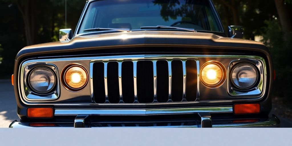 Jeep Wagoneer front grille and headlights.