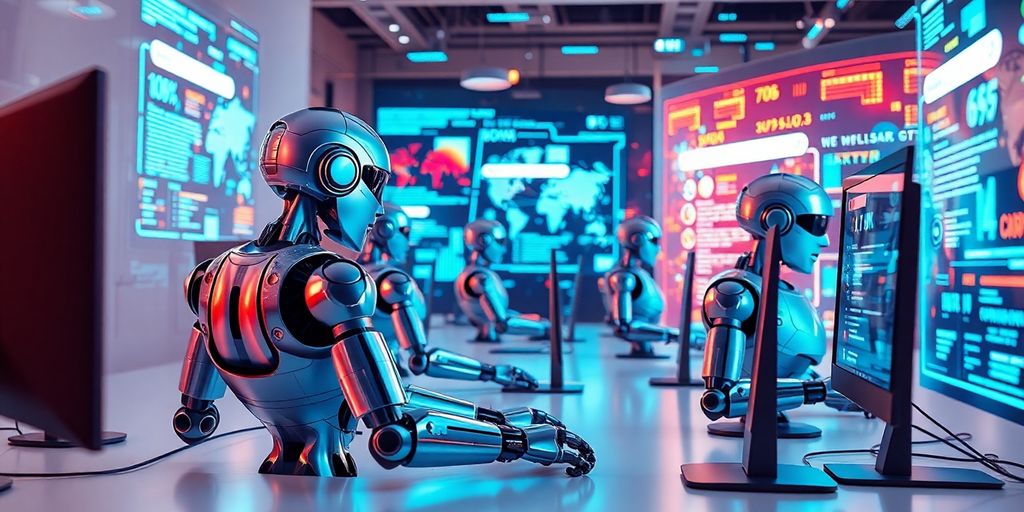 Robots working with computers, data, and search engines