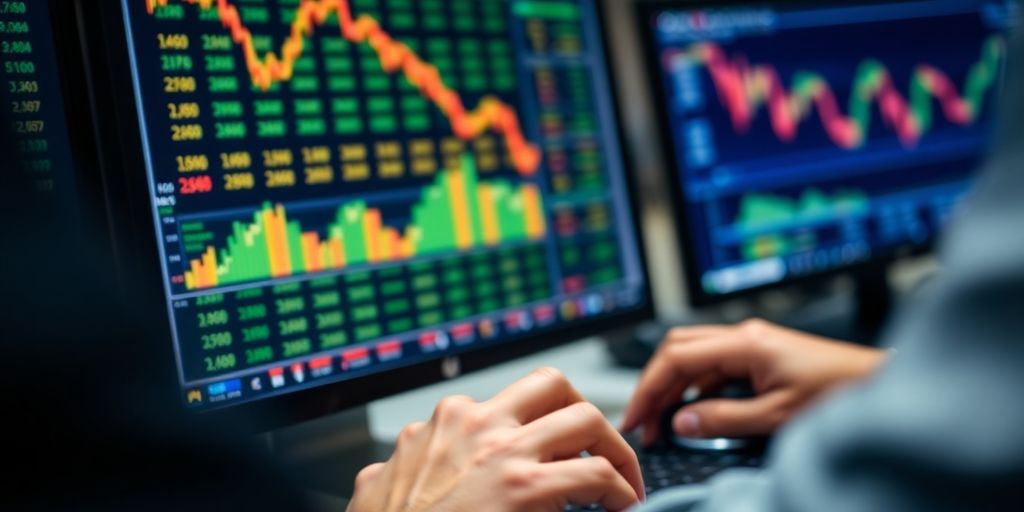 Trader analyzing options data on a computer screen.